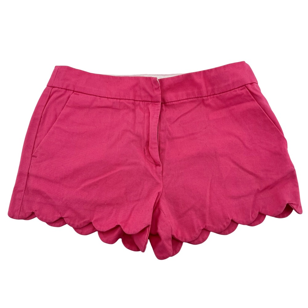 Crewcuts Girls Hot Pink‎ Scalloped Hem Cotton Chino Shorts Size 10 J.Crew